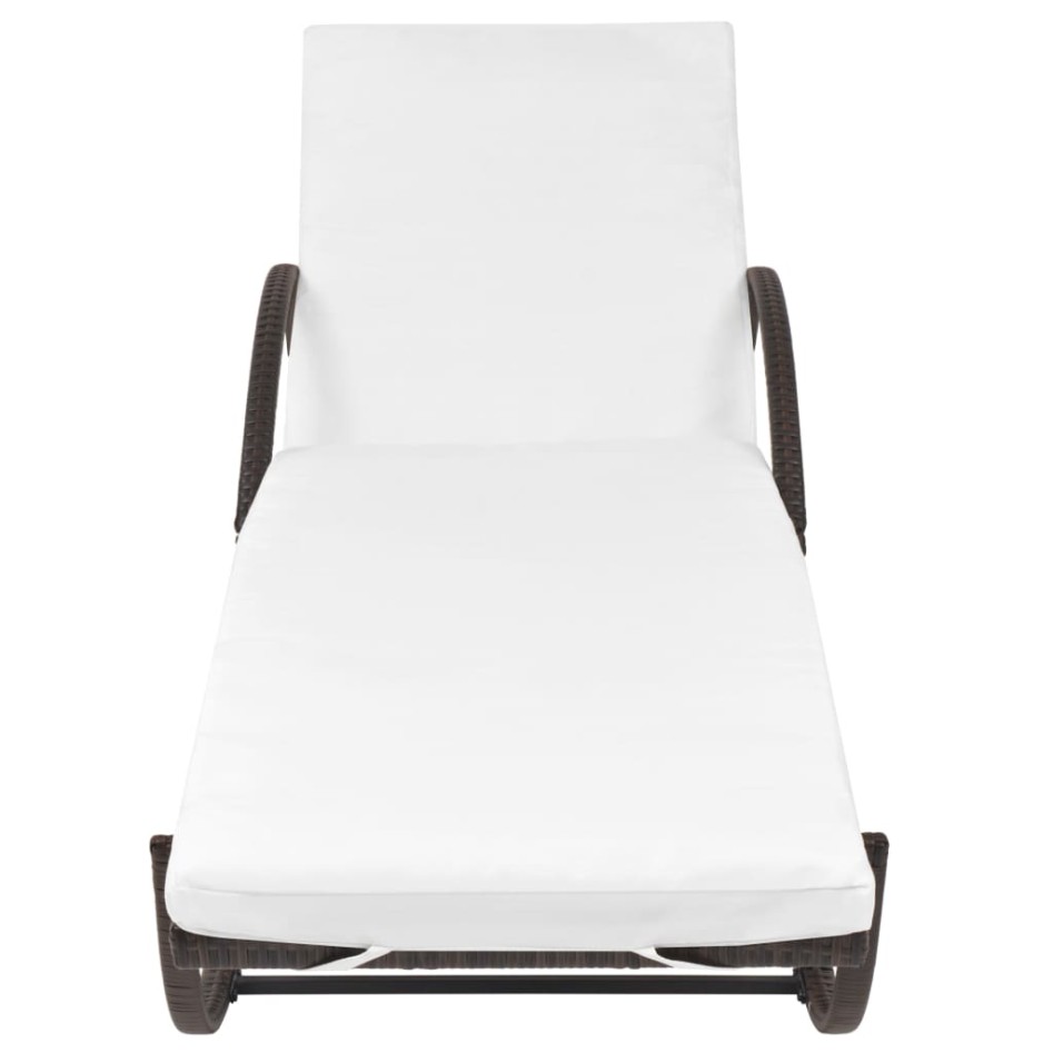 Tumbona de jardín con cojín y mesita ratán sintético