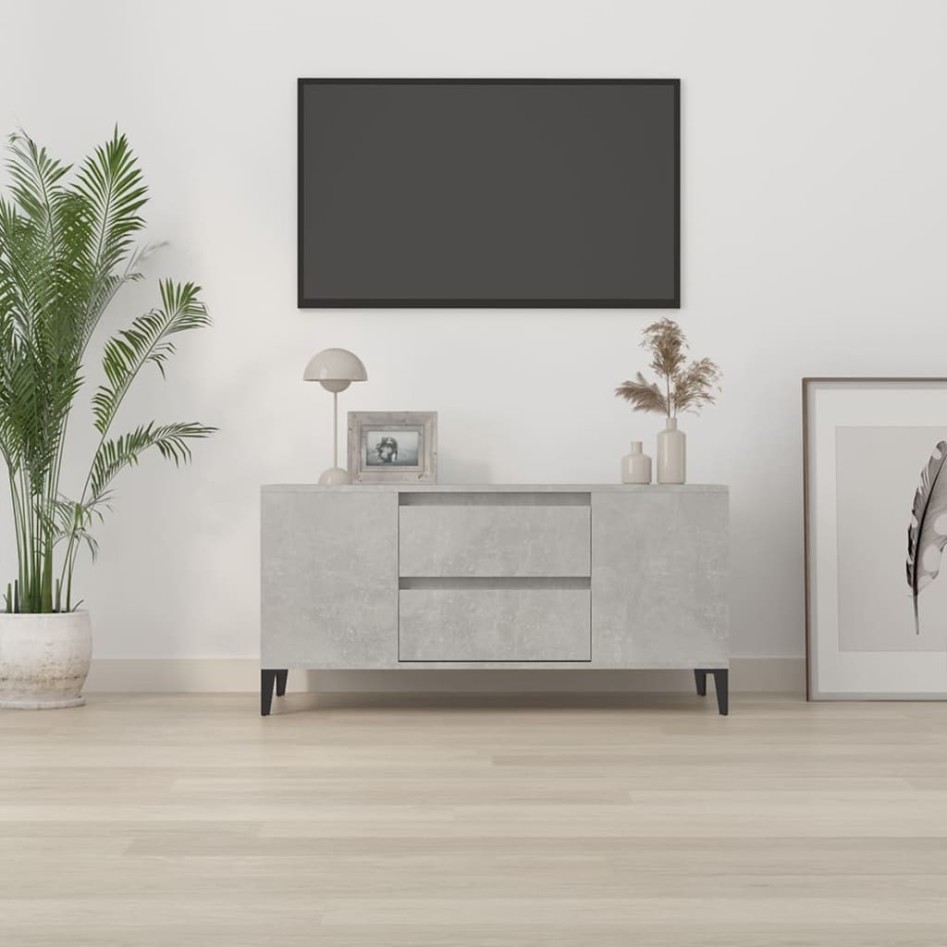 Mueble de TV madera contrachapada gris hormigón 102x44,5x50