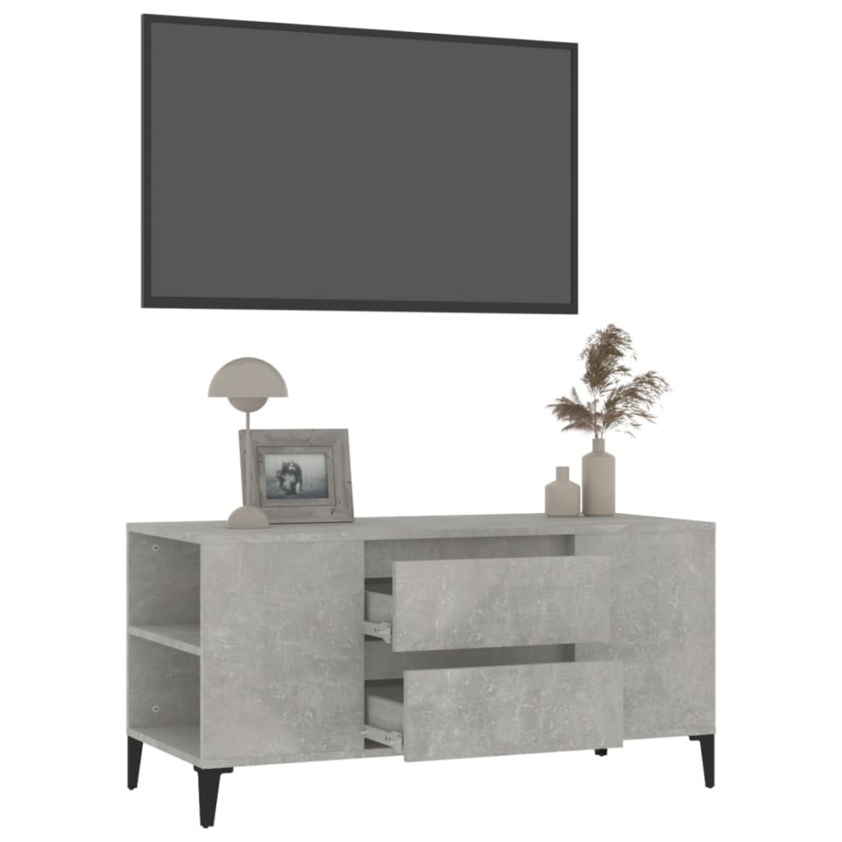 Mueble de TV madera contrachapada gris hormigón 102x44,5x50