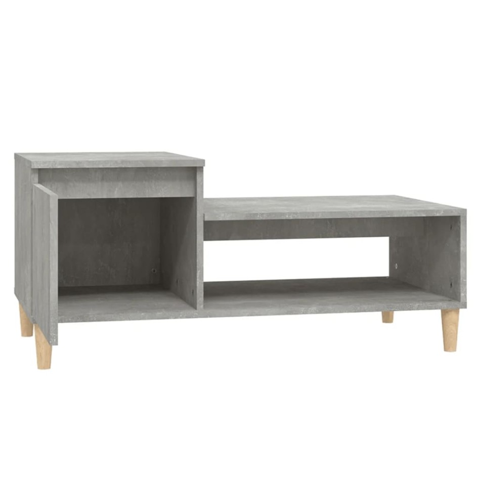 Mesa de centro madera contrachapada gris hormigón 100x50x45