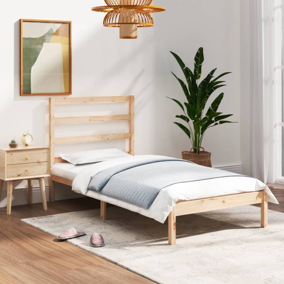 Estructura de cama madera maciza 90x190