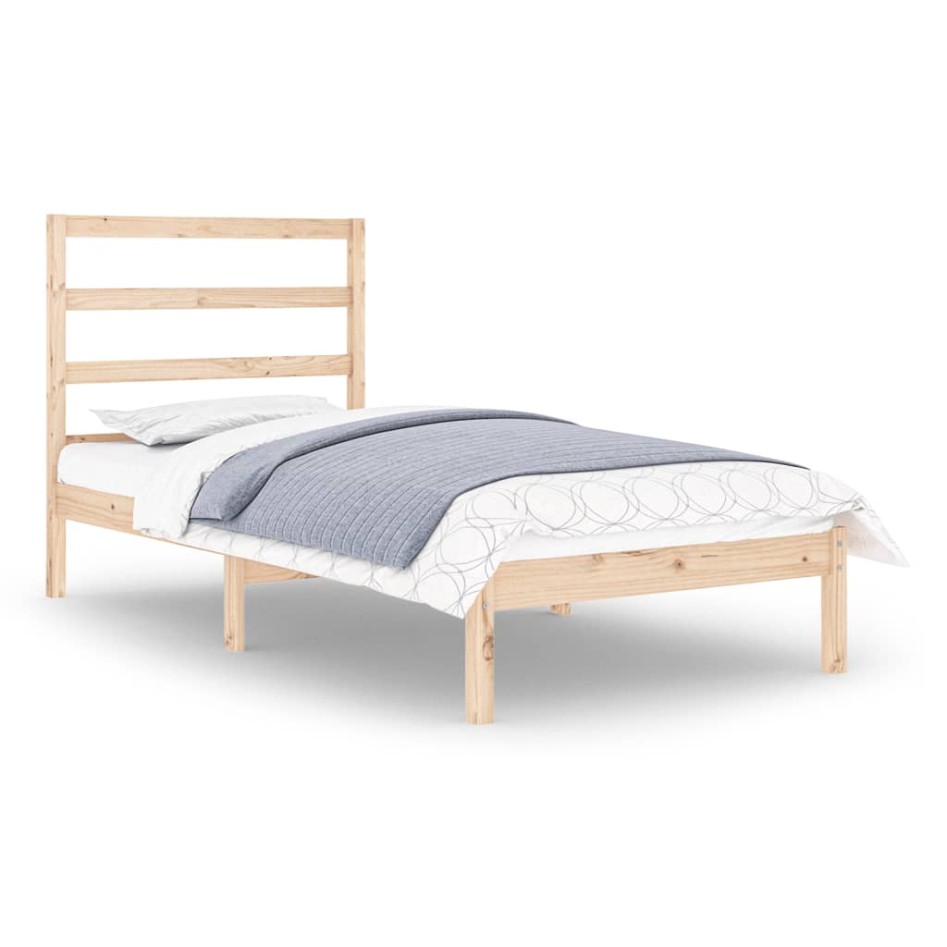 Estructura de cama madera maciza 90x190