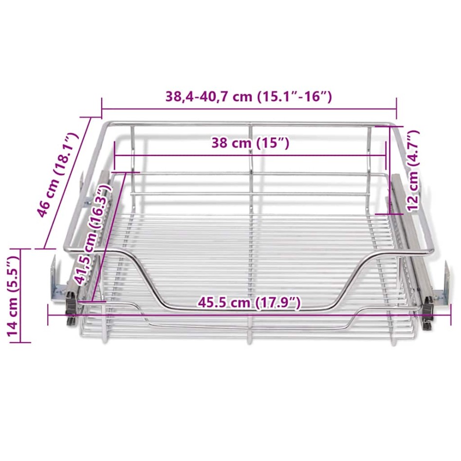Bandejas de alambre extraíbles 2 unidades plateado 500