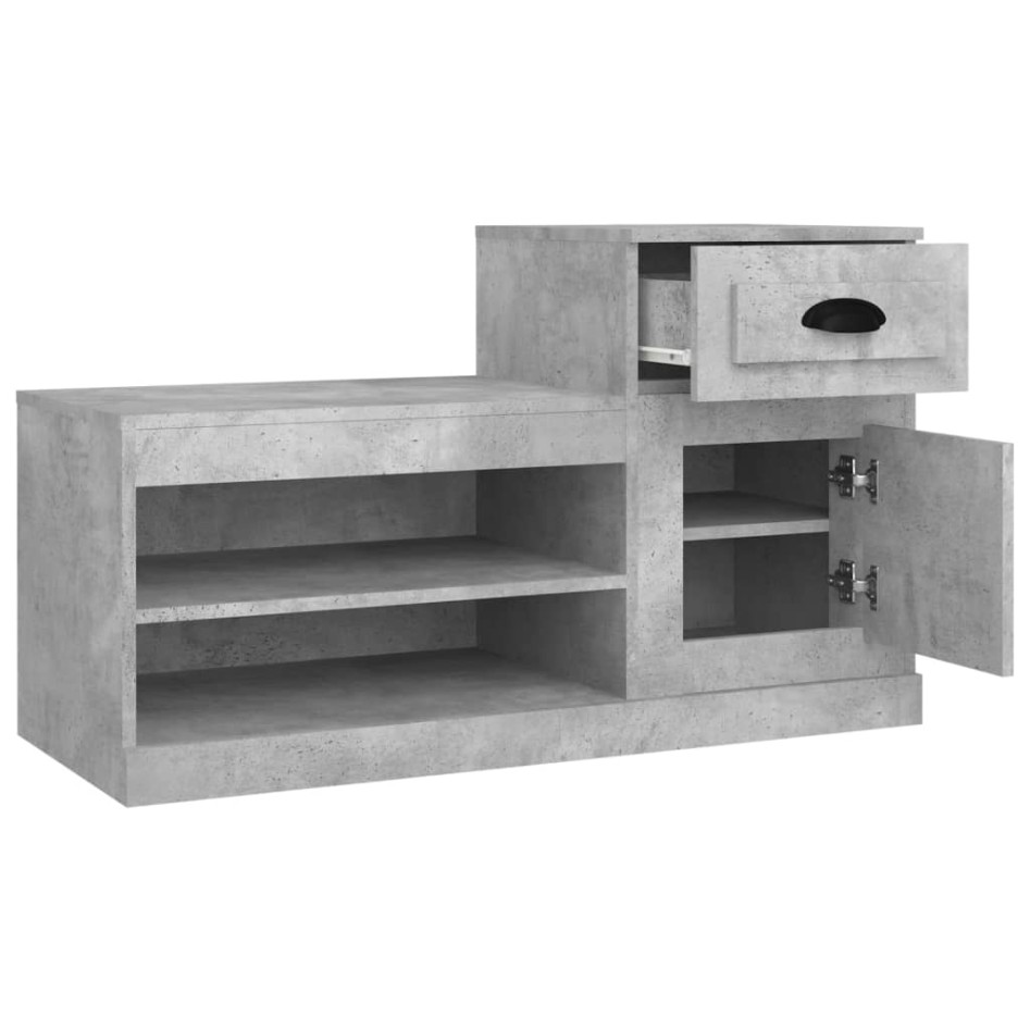 Mueble zapatero madera contrachapada gris hormigón 100x42x60