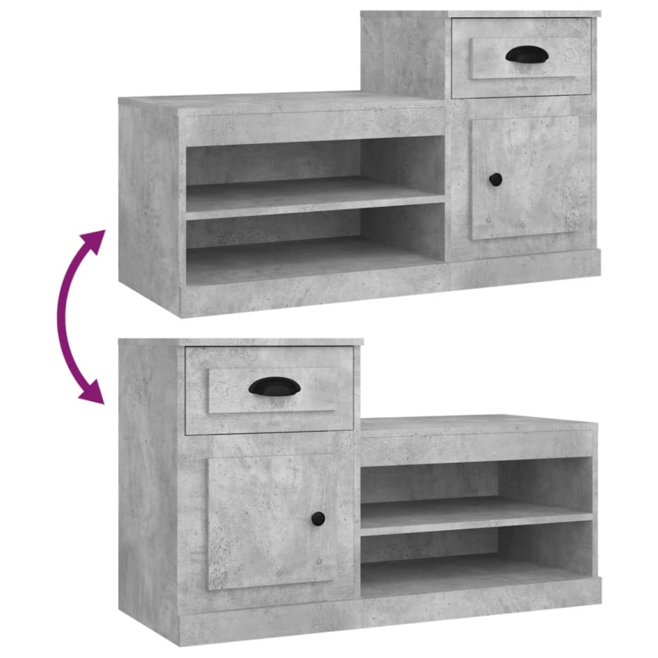 Mueble zapatero madera contrachapada gris hormigón 100x42x60