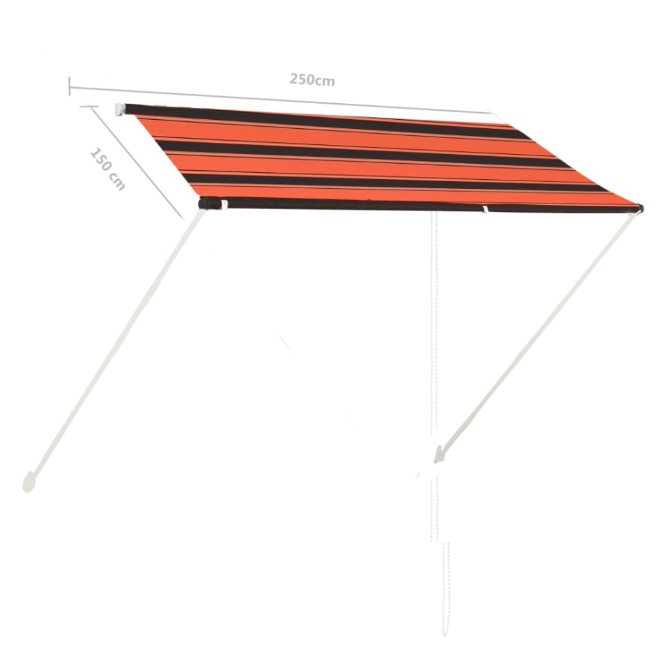 Toldo retráctil naranja y marrón 250x150