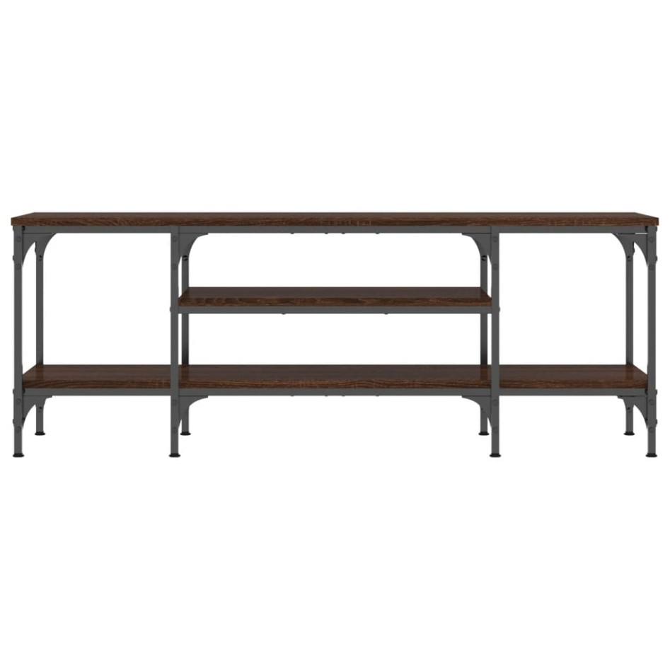 Mueble TV madera ingeniería y hierro marrón roble 121x35x45