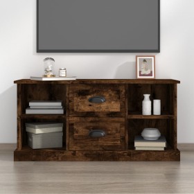 Mueble de TV madera contrachapada roble ahumado 99,5x35,5x48