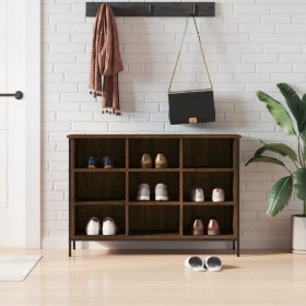 Zapatero madera de ingeniería marrón roble 100x35x70