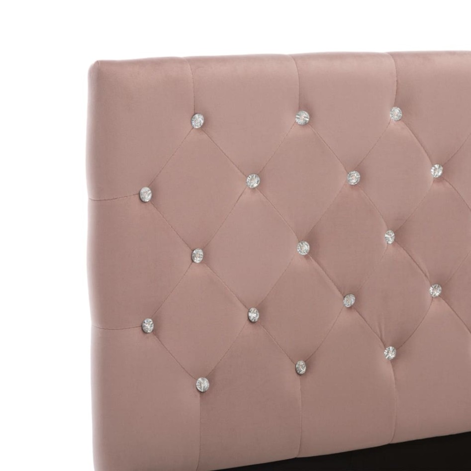 Estructura de cama de terciopelo rosa 160x200