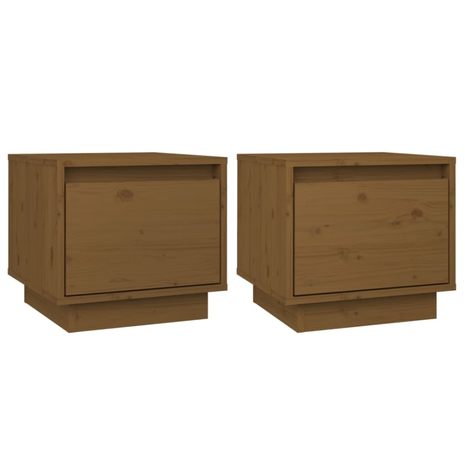 Mesitas de noche 2 uds madera de pino marrón miel 35x34x32