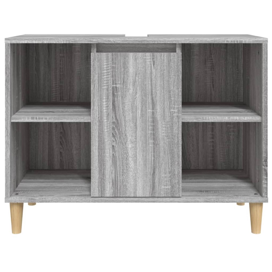 Armario de lavabo madera contrachapada gris Sonoma 80x33x60