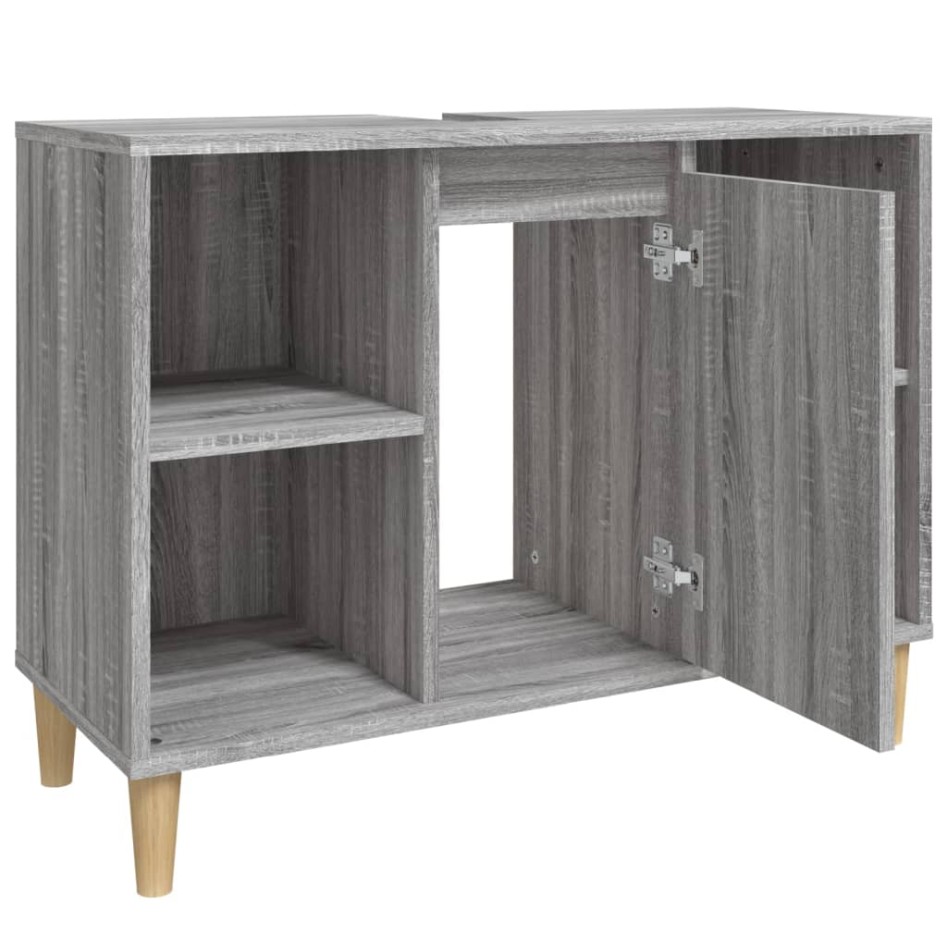 Armario de lavabo madera contrachapada gris Sonoma 80x33x60