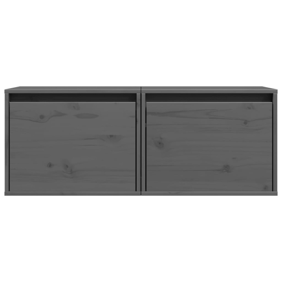 Armarios de pared 2 uds madera maciza pino gris 45x30x35