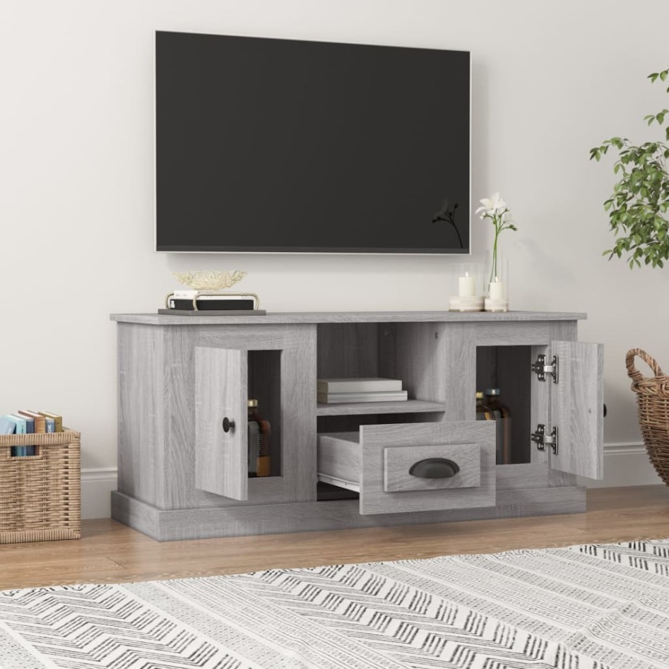 Mueble para TV madera contrachapada gris Sonoma 100x35,5x45