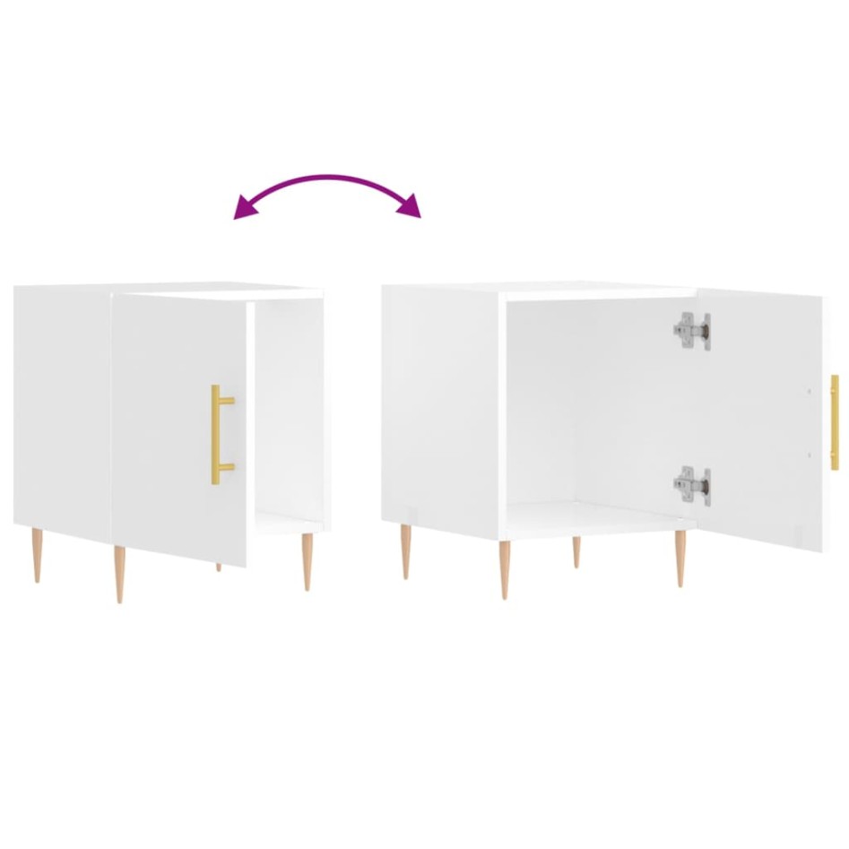 Mesitas noche 2 uds madera ingeniería blanco brillo 40x40x50