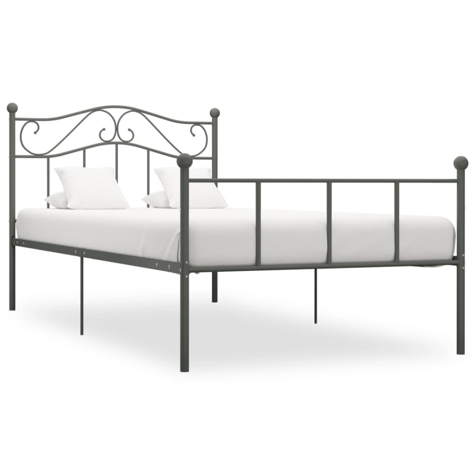 Estructura de cama sin colchón metal gris 100x200
