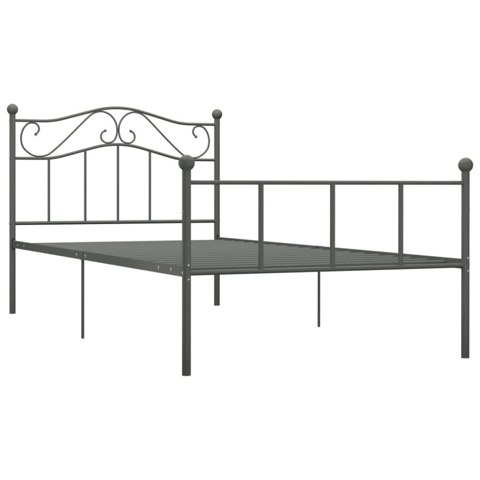Estructura de cama sin colchón metal gris 100x200