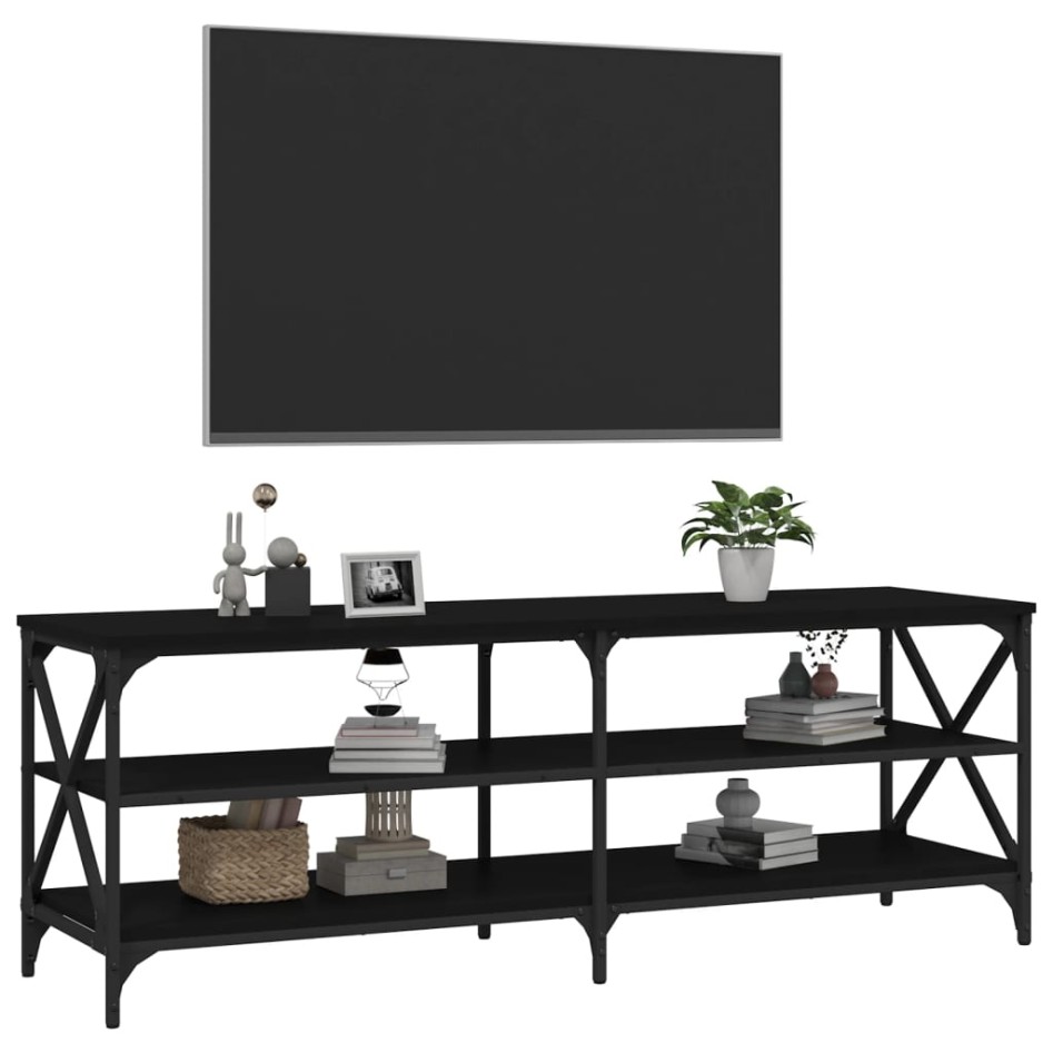 Mueble de TV madera contrachapada negro 140x40x50