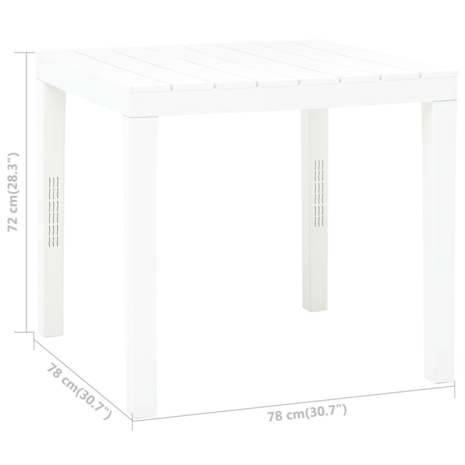 Mesa de jardín de plástico blanco 78x78x72