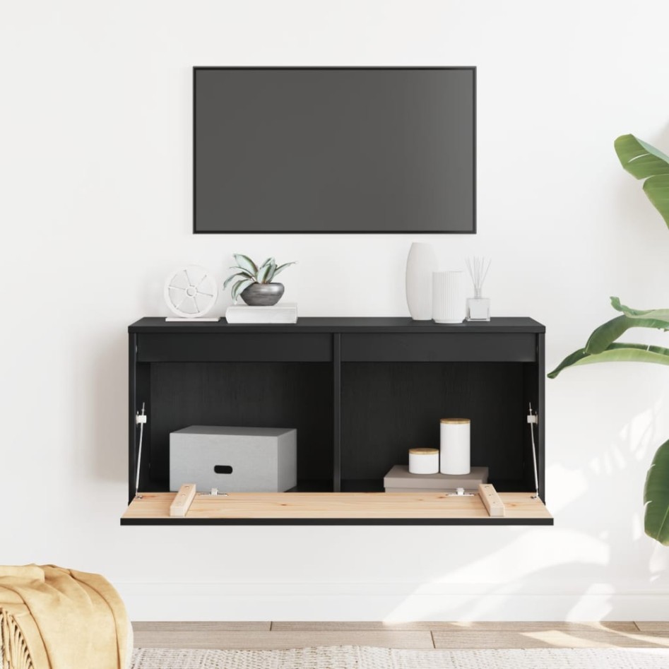 Armario de pared de madera maciza de pino negro 80x30x35
