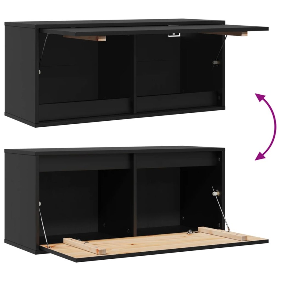 Armario de pared de madera maciza de pino negro 80x30x35