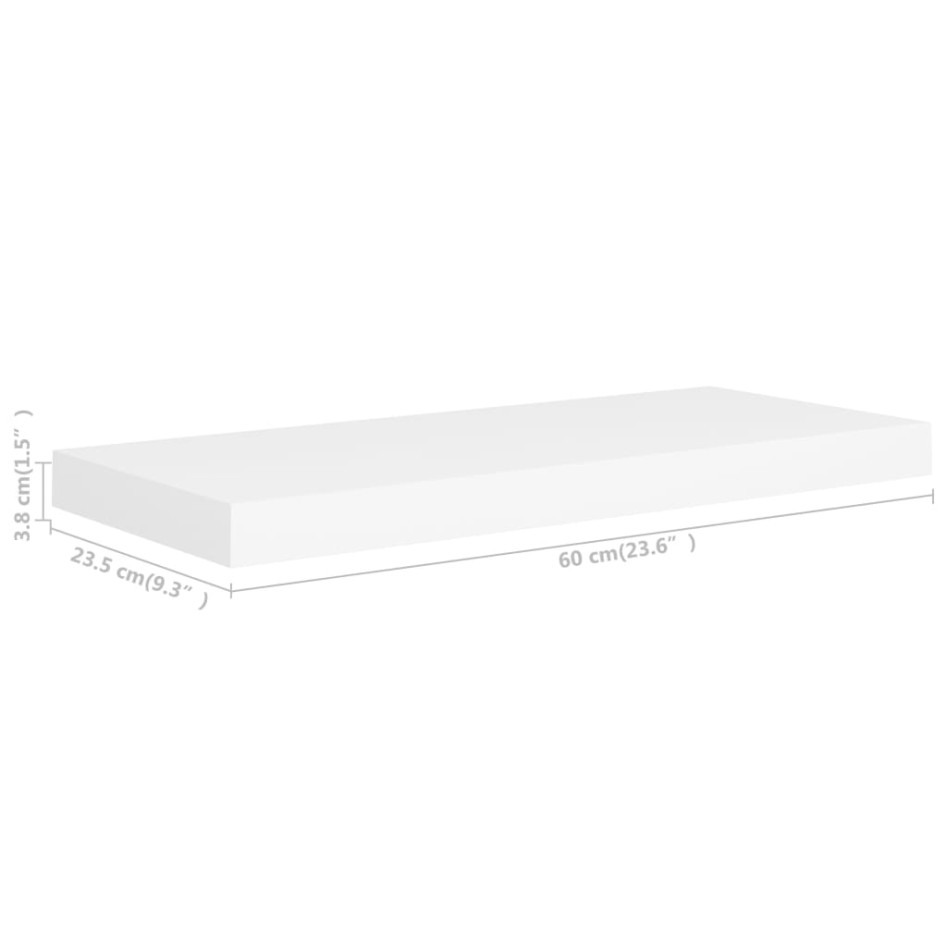 Estante flotante de pared 4 uds MDF blanco 60x23,5x3,8