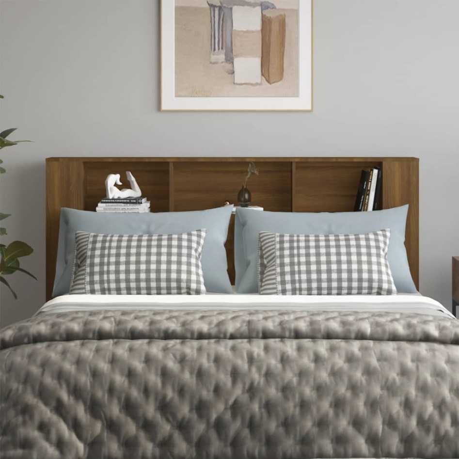 Mueble cabecero roble marrón 180x18,5x104,5