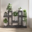Soporte para plantas madera maciza pino gris 104,5x25x77,5 cm