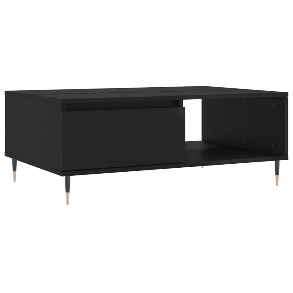 Mesa de centro madera de ingeniería negro 90x60x35