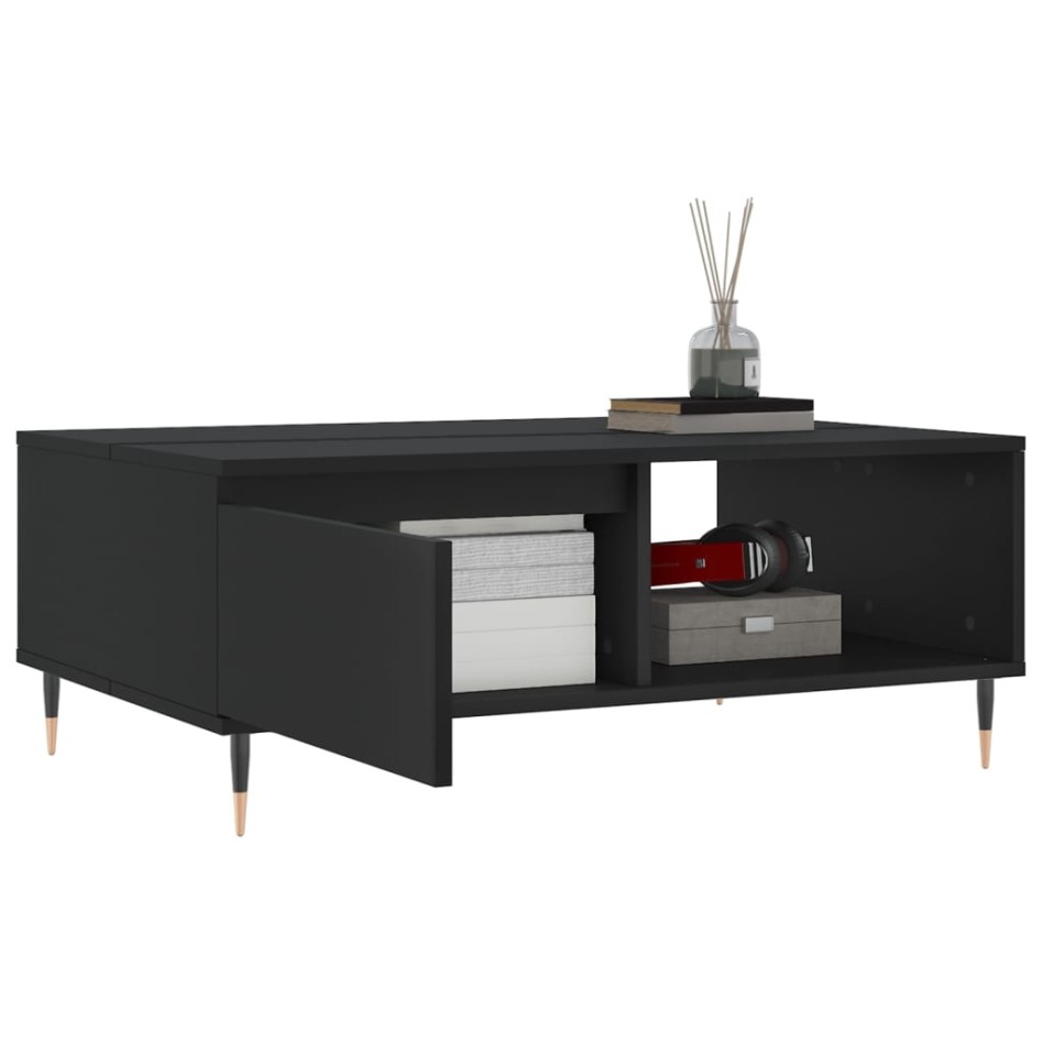 Mesa de centro madera de ingeniería negro 90x60x35