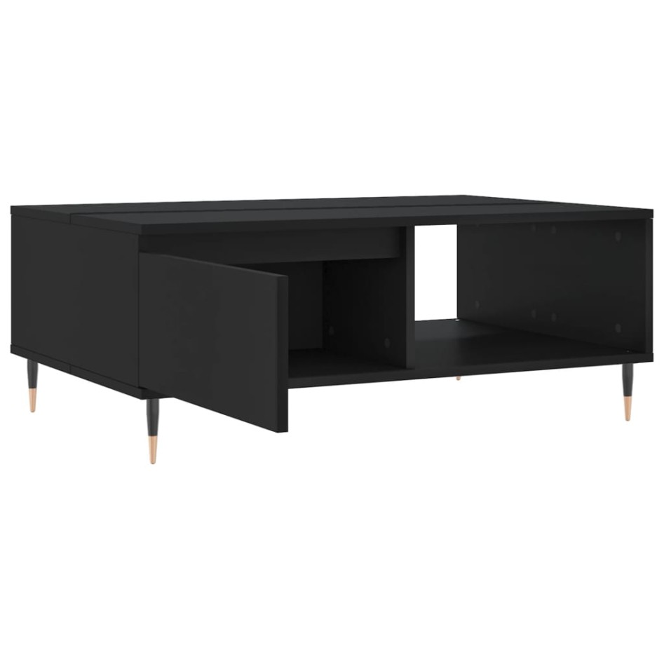Mesa de centro madera de ingeniería negro 90x60x35