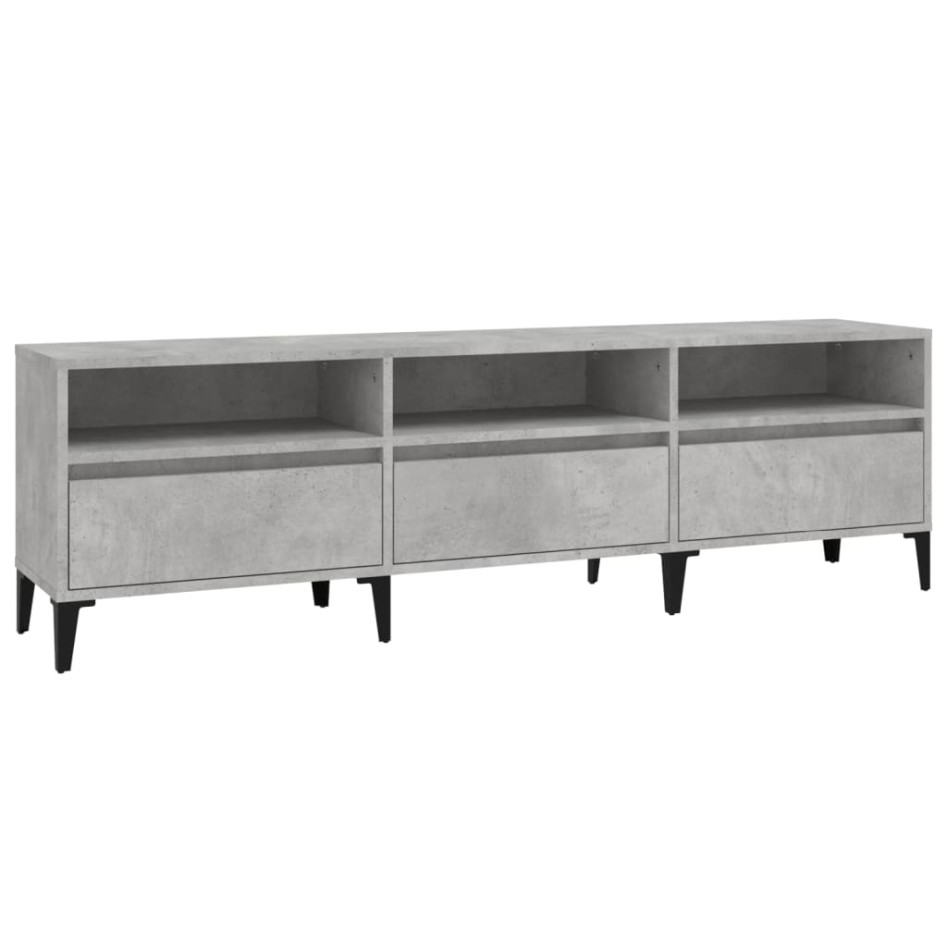 Mueble de TV madera contrachapada gris hormigón 150x30x44,5