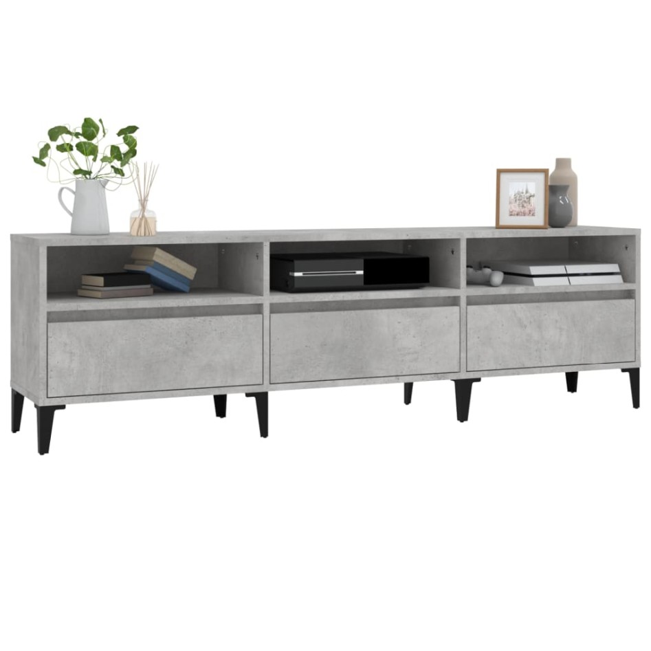 Mueble de TV madera contrachapada gris hormigón 150x30x44,5