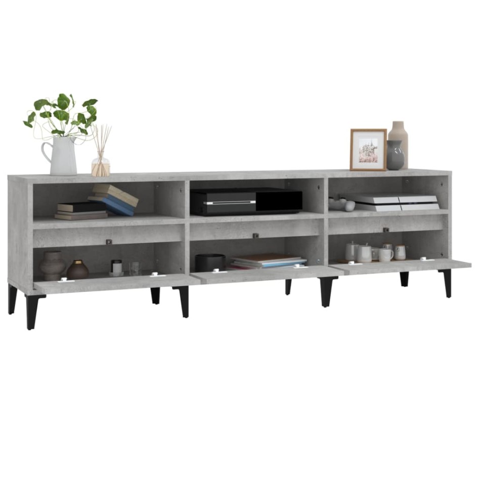 Mueble de TV madera contrachapada gris hormigón 150x30x44,5