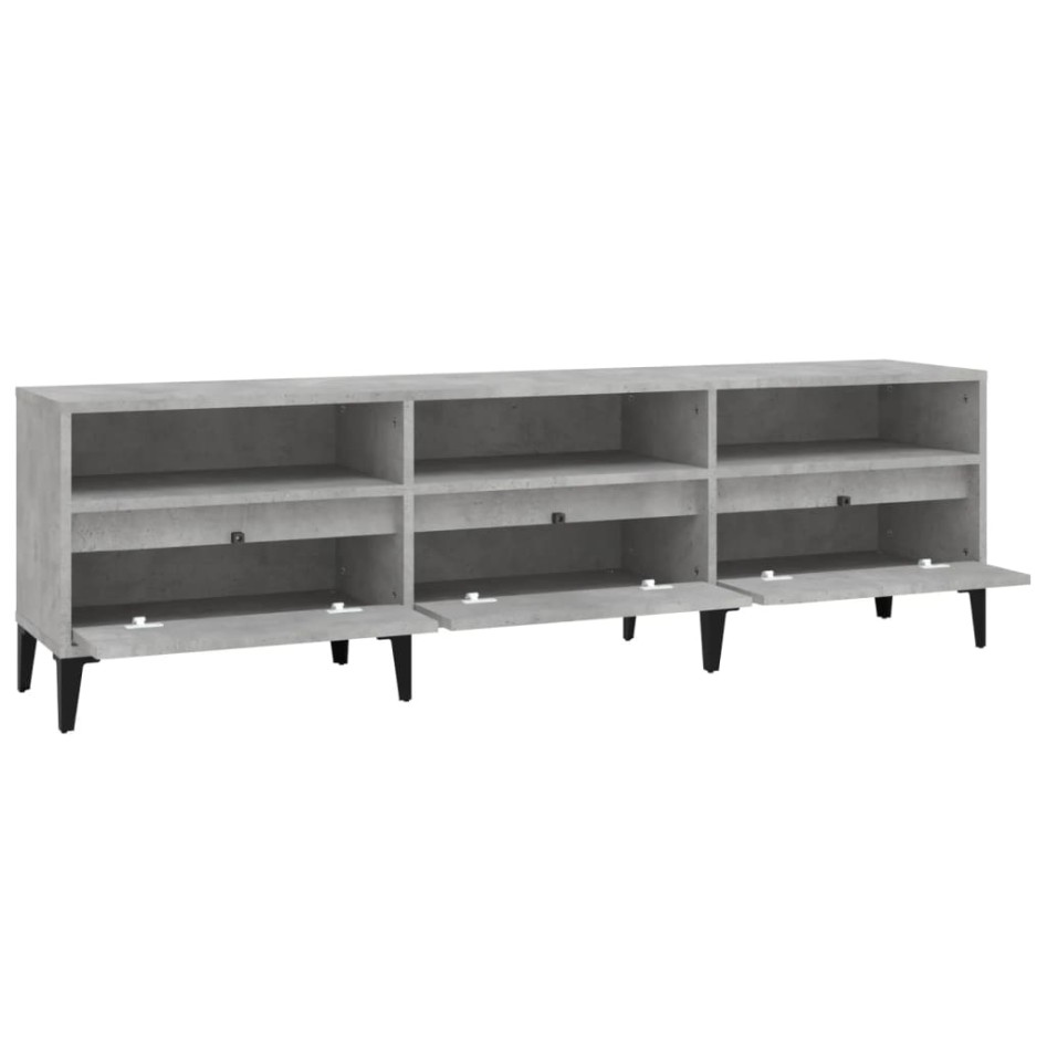 Mueble de TV madera contrachapada gris hormigón 150x30x44,5