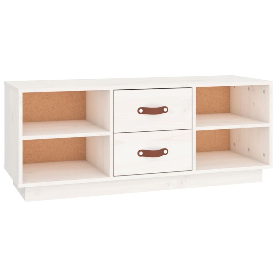 Mueble de TV de madera maciza de pino blanco 100x34x40