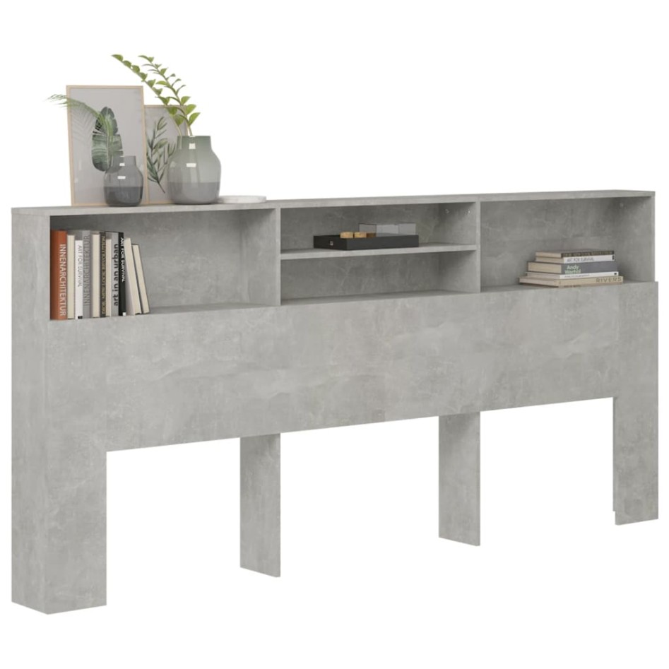 Mueble cabecero gris hormigón 220x19x103,5