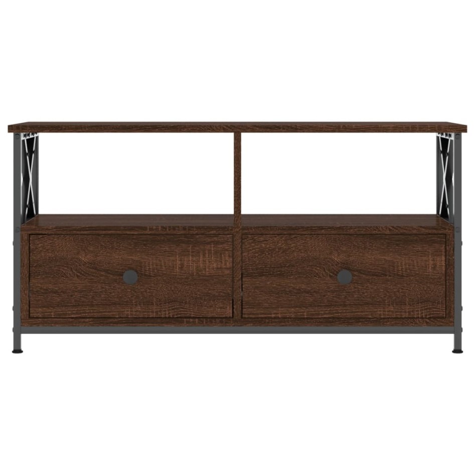 Mueble TV hierro y madera contrachapada roble marrón