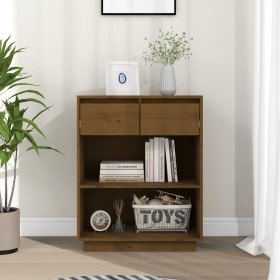 Mesa consola de madera maciza de pino marrón miel 60x34x75