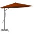 Sombrilla de jardín con palo de acero terracota 300x230