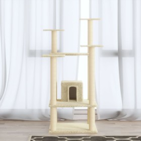 Rascador para gatos con postes de sisal crema 110