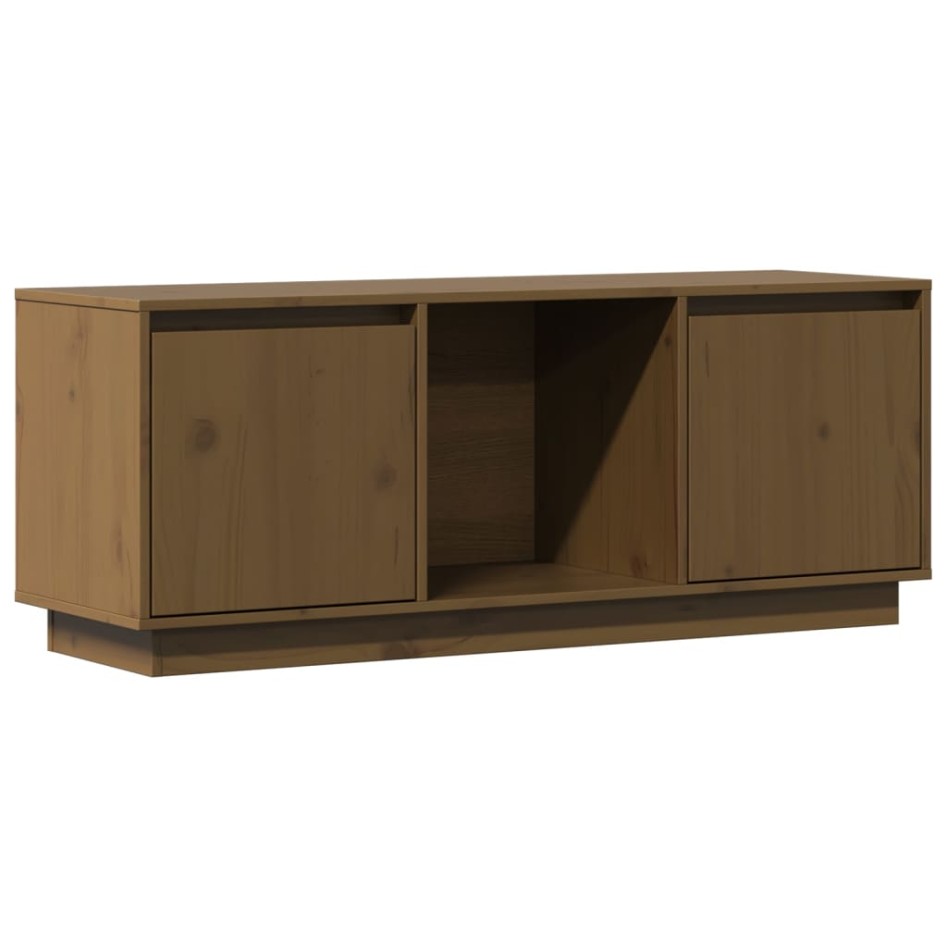 Mueble para TV madera maciza de pino marrón miel 110,5x35x44