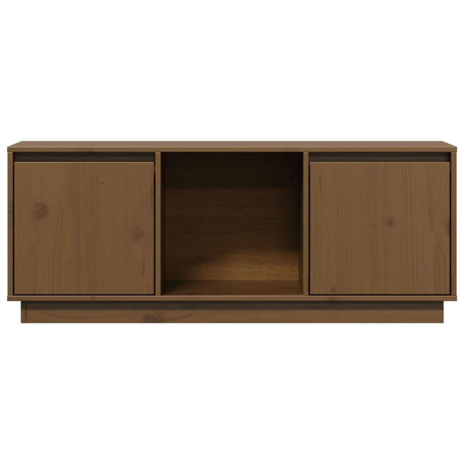 Mueble para TV madera maciza de pino marrón miel 110,5x35x44