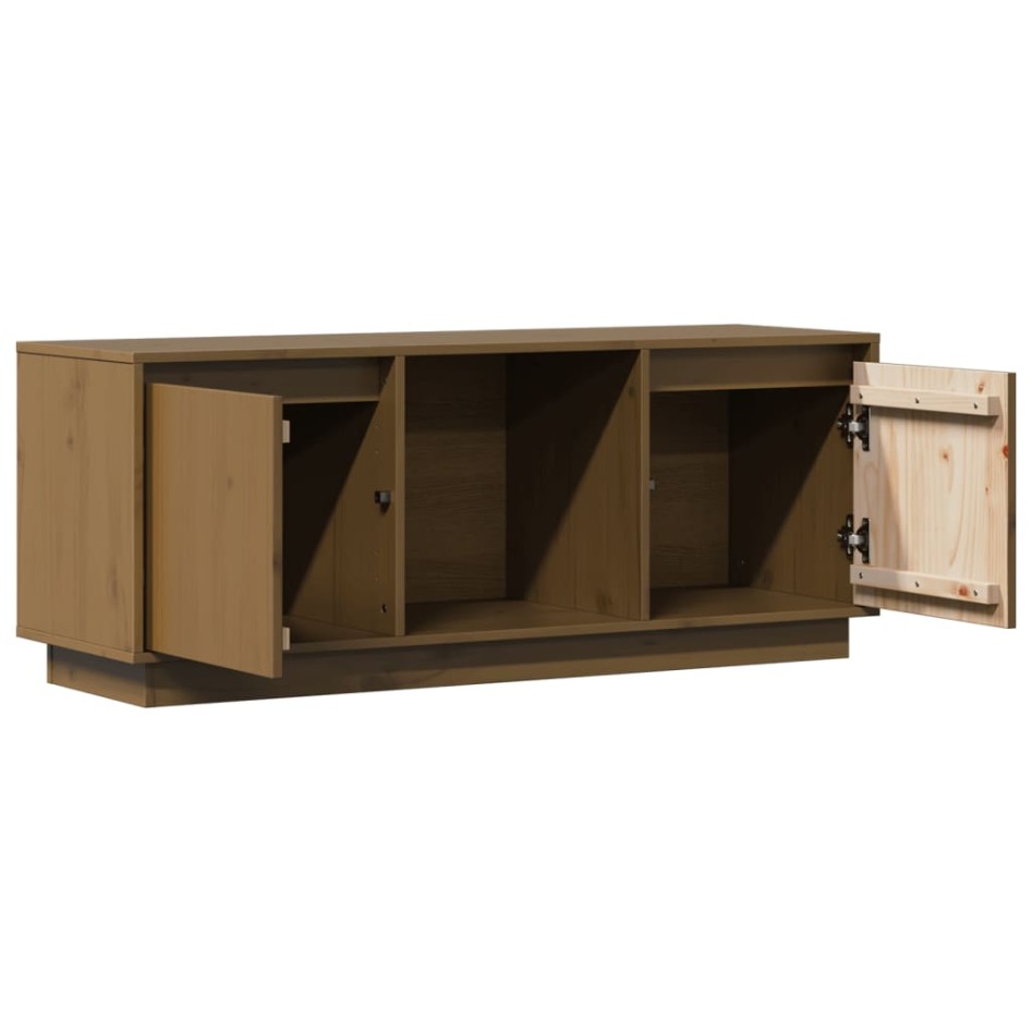 Mueble para TV madera maciza de pino marrón miel 110,5x35x44