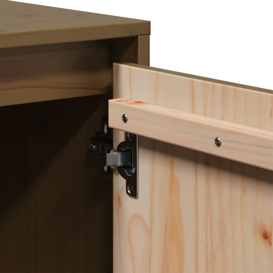 Mueble para TV madera maciza de pino marrón miel 110,5x35x44