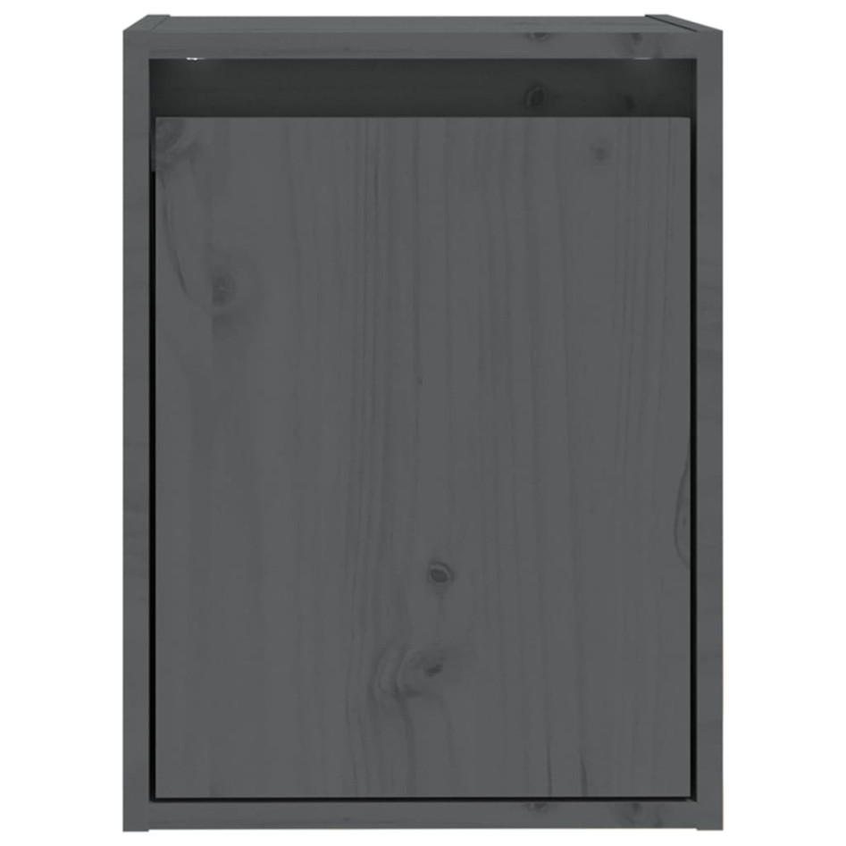 Armario de pared 2 uds madera maciza de pino gris 30x30x40