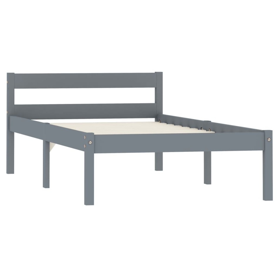 Estructura de cama sin colchón madera de pino gris 90x200