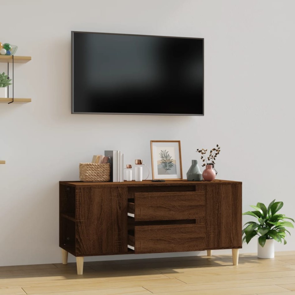Mueble para TV madera contrachapada marrón roble 102x44,5x50