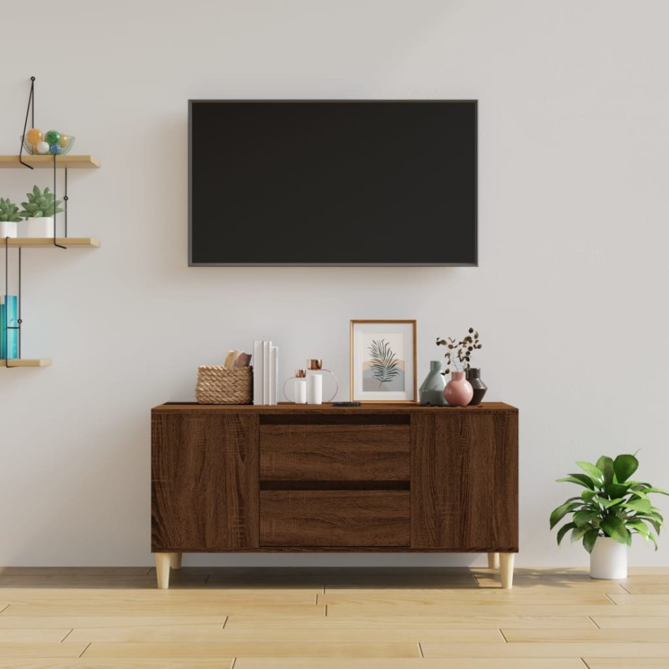 Mueble para TV madera contrachapada marrón roble 102x44,5x50